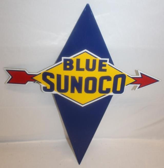Blue Sunoco Porcelain Gas Pump Plate Sign (1 of 4)