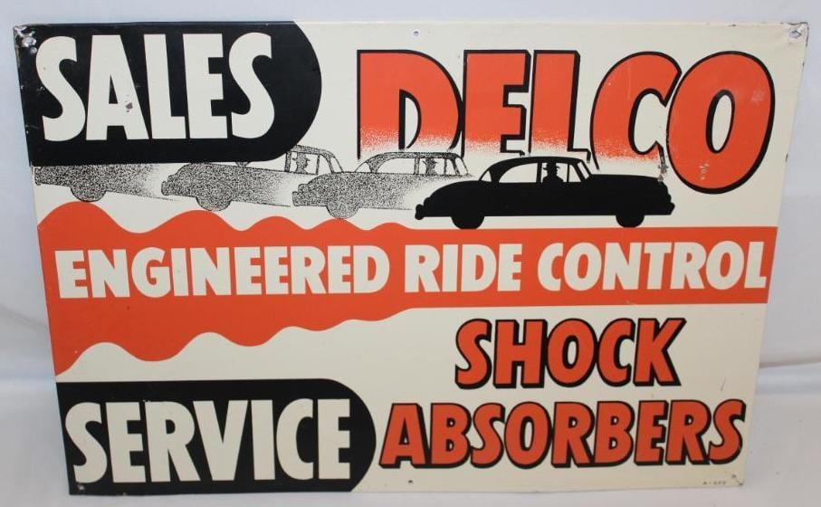 Delco Shock Absorber Sales and Service Graphic Metal Advertising Sign (1 of 5)