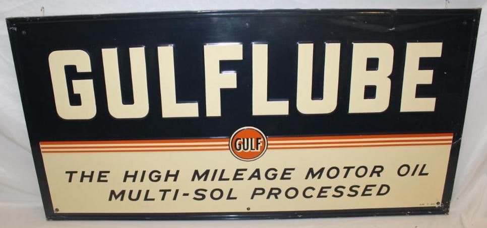 Gulf Gulflube Embossed Tin Advertising Sign (1 of 6)