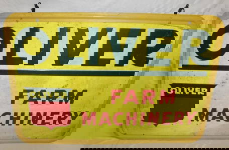 Large Oliver Tractors Farm Machinery Embossed Dealership Reflective Advertising Sign