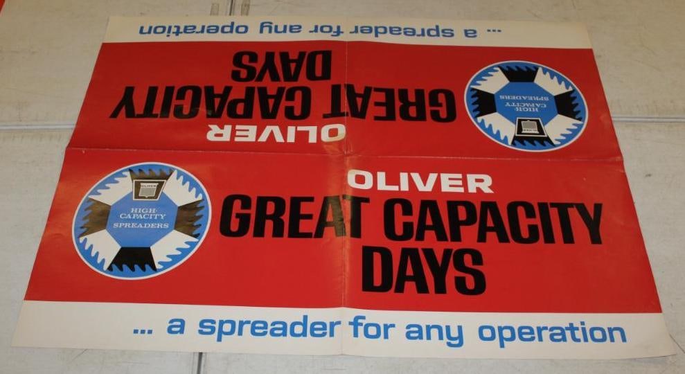 Group of 3 Large Oliver Tractor Dealership Advertising Banners Posters (1 of 3)