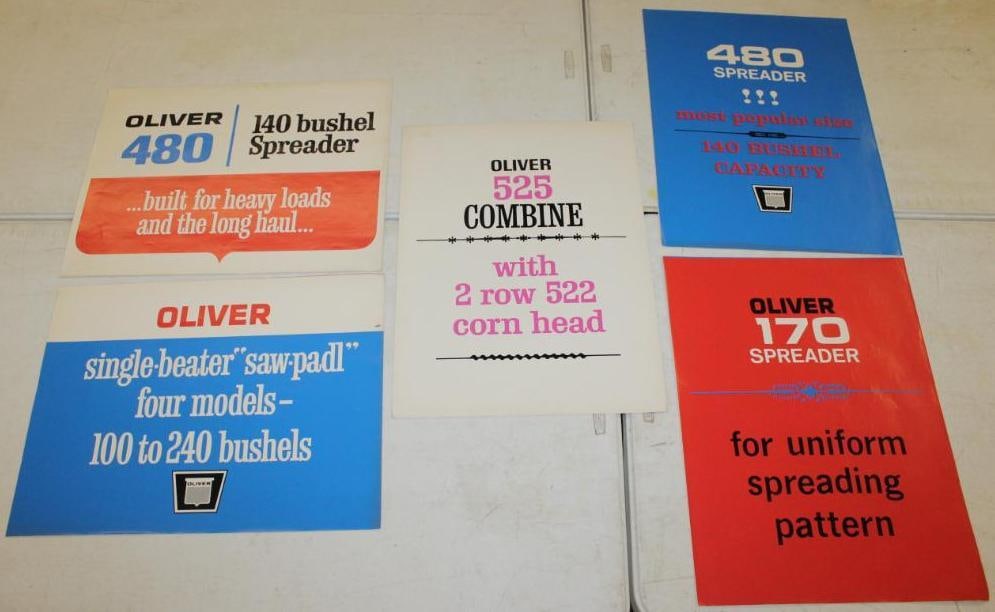 Group of 5 Large Oliver Tractor Dealership Advertising Banners Posters (1 of 3)