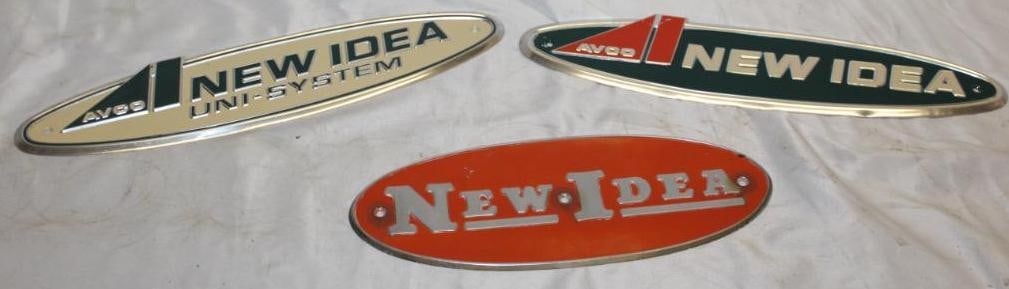Group of 3 New Idea Tractor Name Plate Emblems (1 of 2)