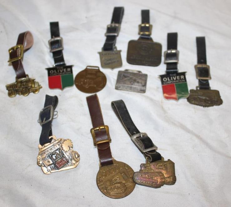 Group of 10 Oliver Tractors, Link Belt Crane, GM, Mack, Detroit Diesel Advertising Watch Fobs (1 of 4)