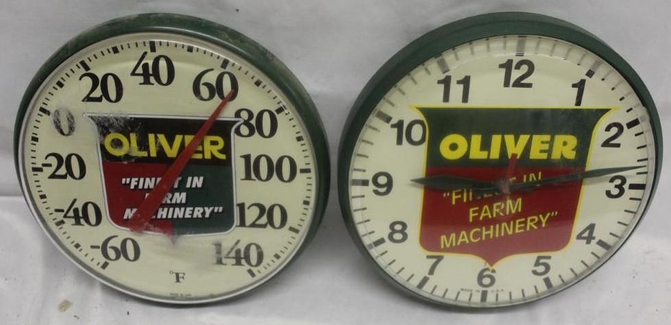 Group of 2 Oliver Farm Machinery Tractors Clock and Thermometer (1 of 4)