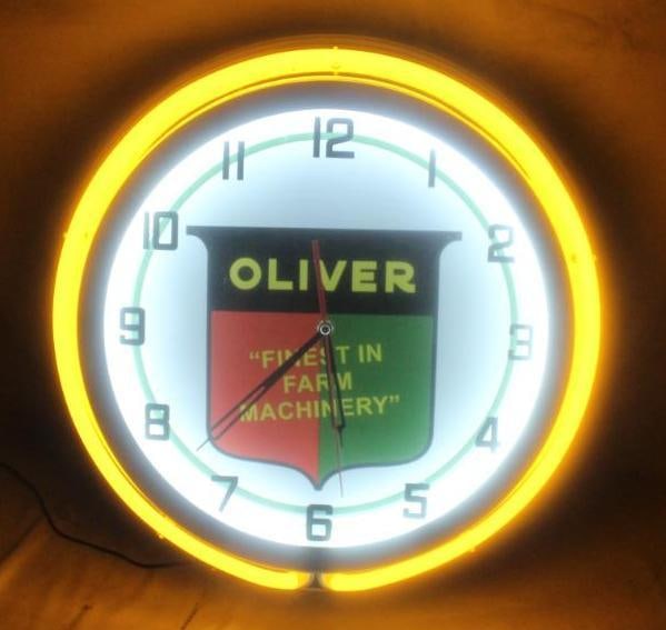 Oliver Farm Machinery Tractors Advertising Neon Light-Up Clock (1 of 4)