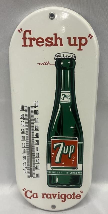 Porcelain 7-Up Soda Advertising Thermometer "Ca Ravigote" (1 of 4)