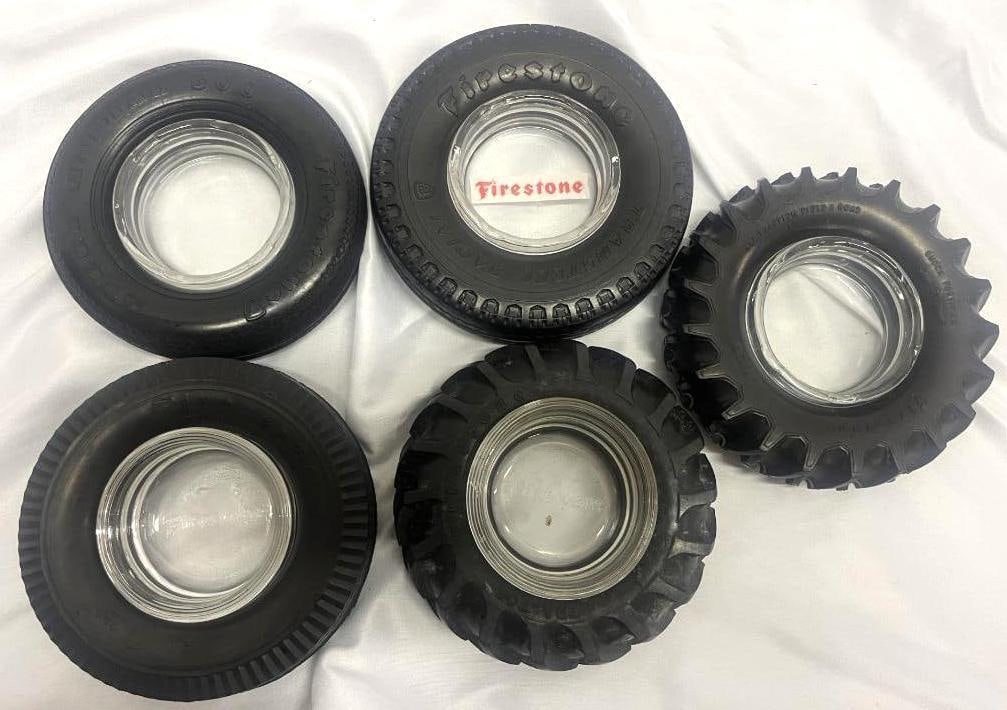 Group of 5 Firestone Advertising Tire Ashtrays (1 of 3)