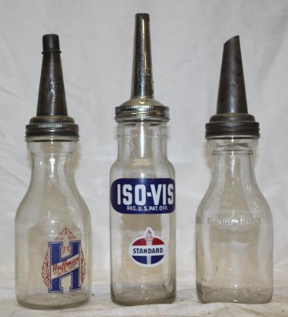 Group of 3 One Quart Oil Bottles; Iso-Vis, Huffman (1 of 2)