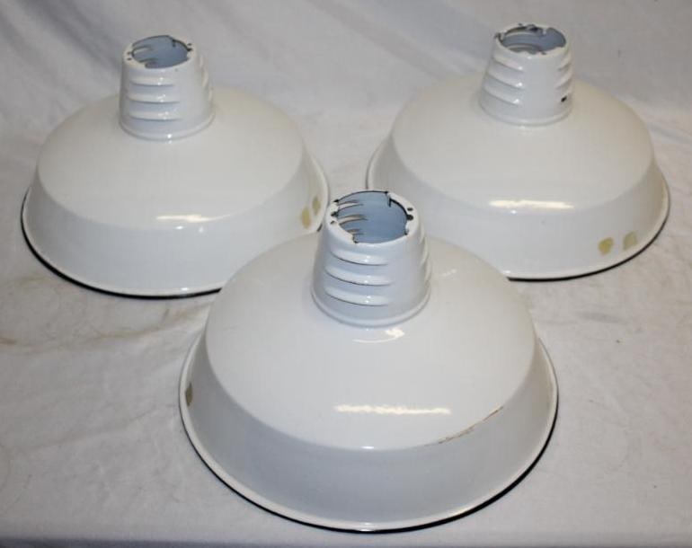 Group of 3 Porcelain Service Station Light Shades (1 of 2)