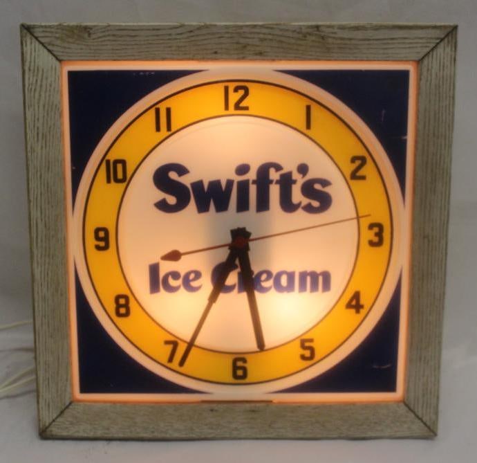 Swift's Ice Cream Advertising Light-Up Clock (1 of 5)