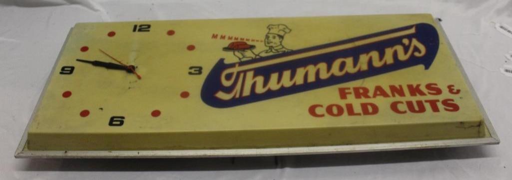 Thurman's Franks & Cold Cuts Advertising Light-Up Clock (1 of 5)