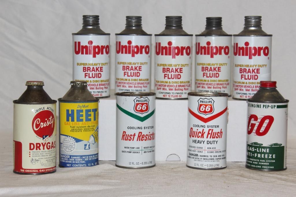 Group of 10 Auto Product Cans Phillips 66, Go Unipro, Cristy (1 of 2)