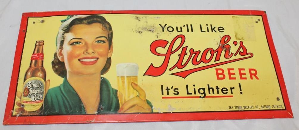 Stroh's Beer Graphic Advertising Sign (1 of 3)