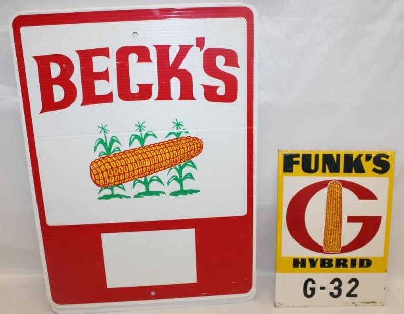 Group of 2 Seed Corn Advertising Signs Beck's & Funks (1 of 4)