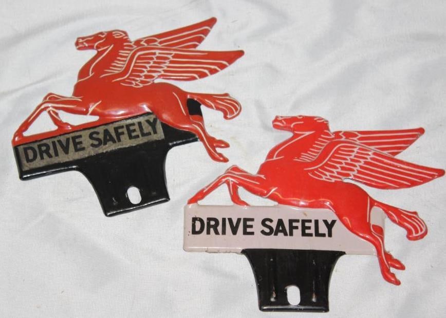 Group of 2 Mobil Pegasus Drive Safely License Plate Topper Attachments: 5.5" x 6" each