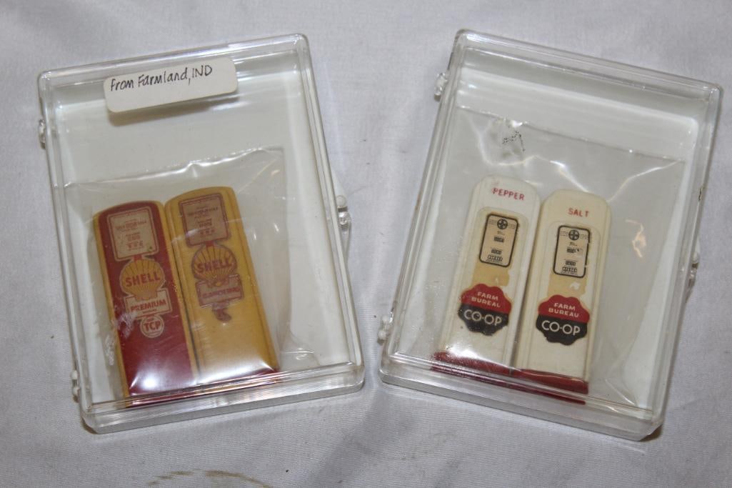 2 Pairs of Gas Pump Salt and Pepper Shakers Co-Op, Shell: 3" x 1"