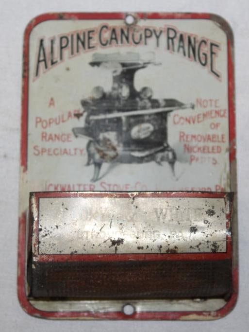 Alpine Canopy Range Advertising Match Holder: metal, 5" x 3.5" x 1.25"