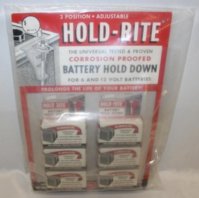NOS Hold-Rite Battery Hold Down Advertising Countertop Display: It is a cardboard display complete with product. 18" x 12"