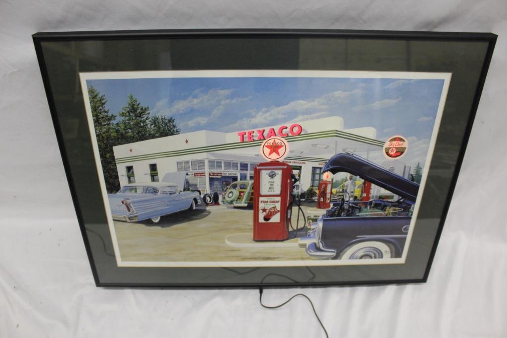 Texaco Fire Chief Light Up Framed Art Service Station (1 of 3)