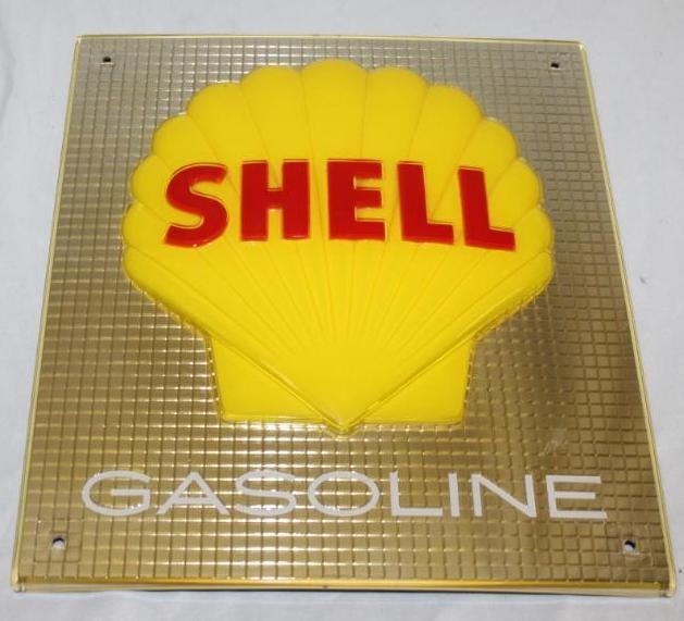 Embossed Plastic Shell Gasoline Pump Plate Sign (1 of 2)
