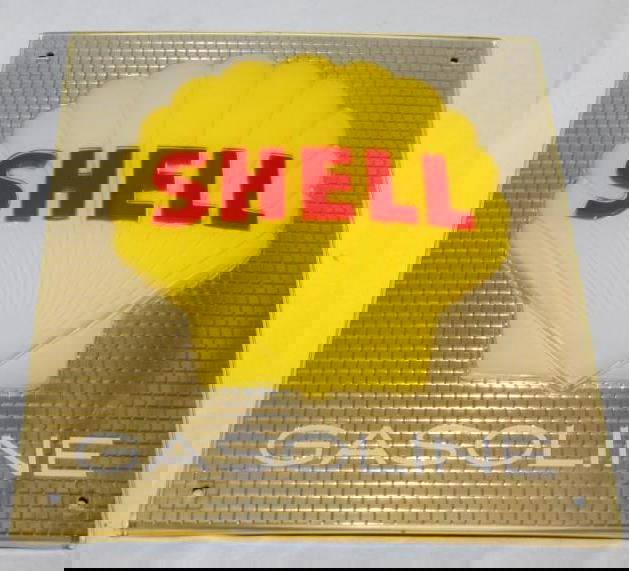 Embossed Plastic Shell Gasoline Pump Plate Sign Auction