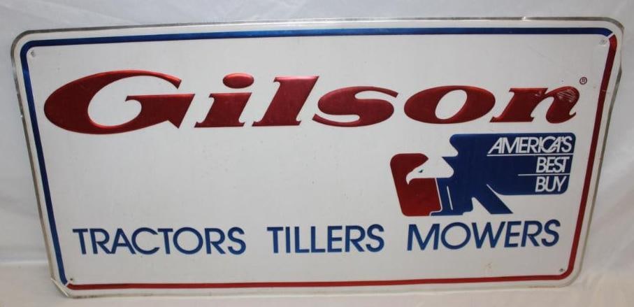 Gilson Tractors Tillers Mowers Embossed Tin Advertising Sign (1 of 5)