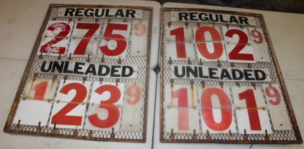 Group of 2 Regular & Unleaded Gas Station Pricer Signs (1 of 4)