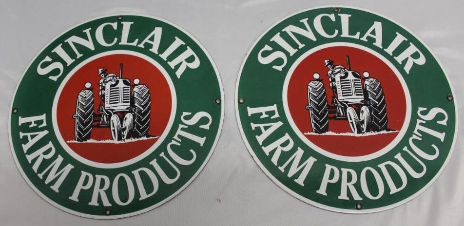 Pair of Sinclair Farm Products Porcelain Fantasy Signs (1 of 4)