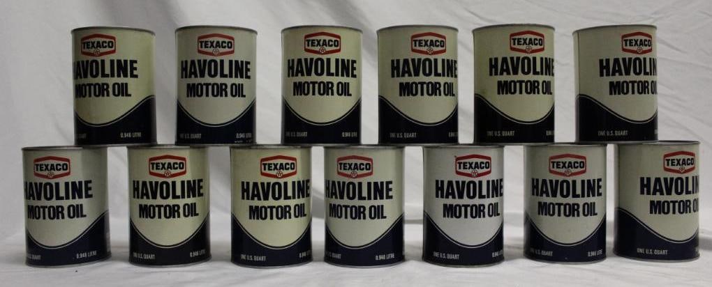 Group of 13 Texaco Havoline One Quart Metal Motor Oil Cans (1 of 2)