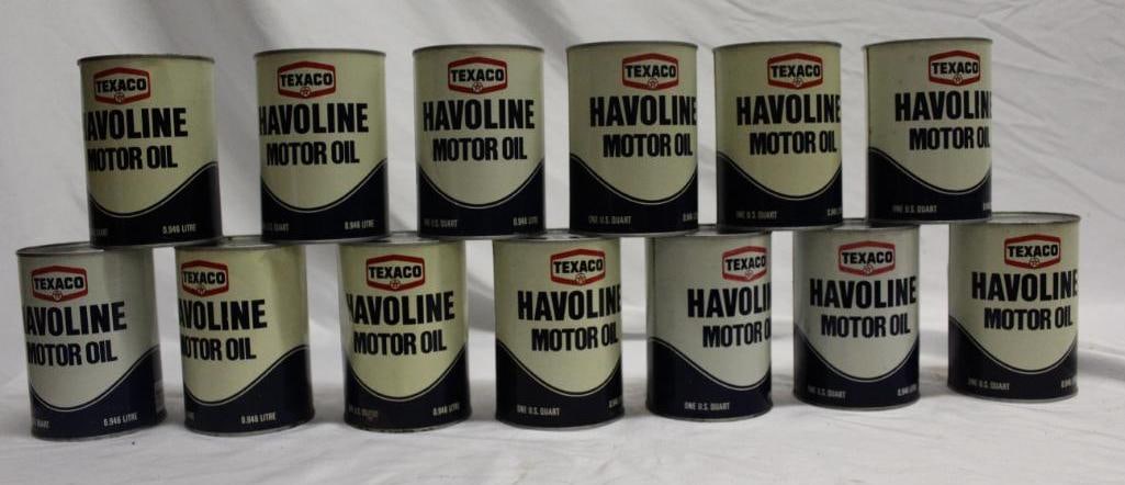 Group of 13 Texaco Havoline One Quart Metal Motor Oil Cans (1 of 2)