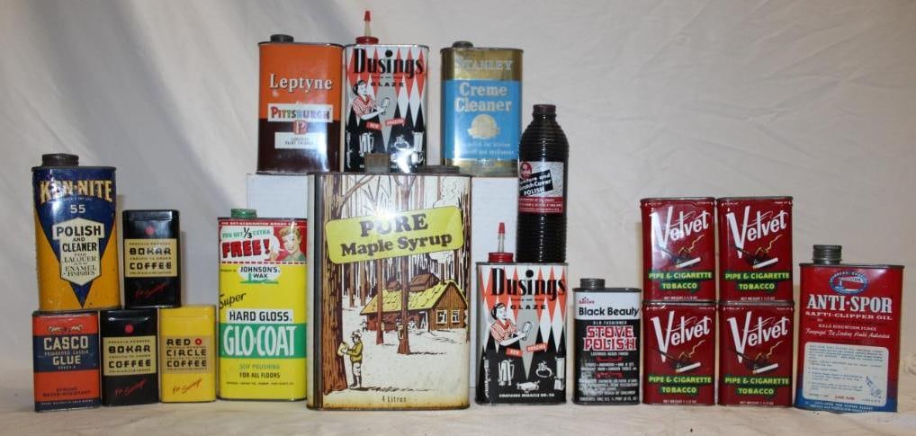 Group of 18 Household Advertising Tins; Velvet, 8 O'Clock Coffee (1 of 1)