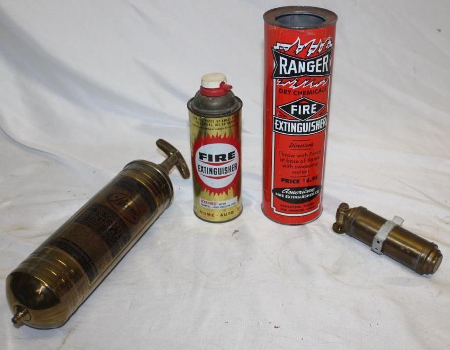 Group of 4 Brass Fire Extinguishers (1 of 3)