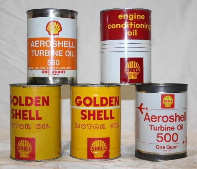 Group of 5 Shell Metal One Quart Oil Cans (1 of 2)