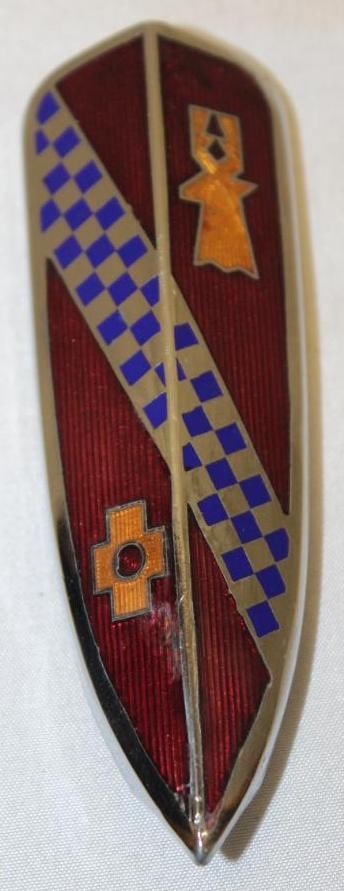 1939 Buick Radiator Emblem Badge: Cloisonne; 4.5" x 1.5"