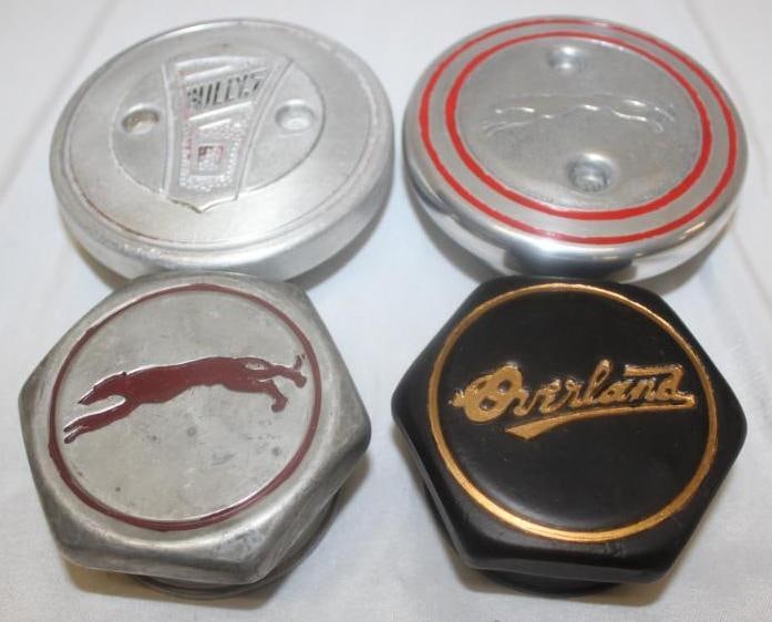 Group of 4 Willy's Overland Whippet Threaded Hubcaps: 4" x 1.5"