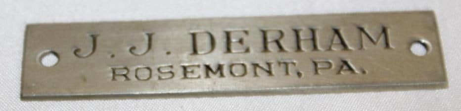 J.J. Derham Coach Builder Body Tag Emblem Badge: 3" x 0.75"