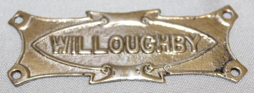 Willoughby Coach Builder Body Tag Emblem Badge: 2.25" x 0.75"