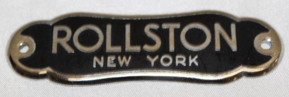 Rollston Coach Builder Body Tag Emblem Badge: 3.25" x 0.75"