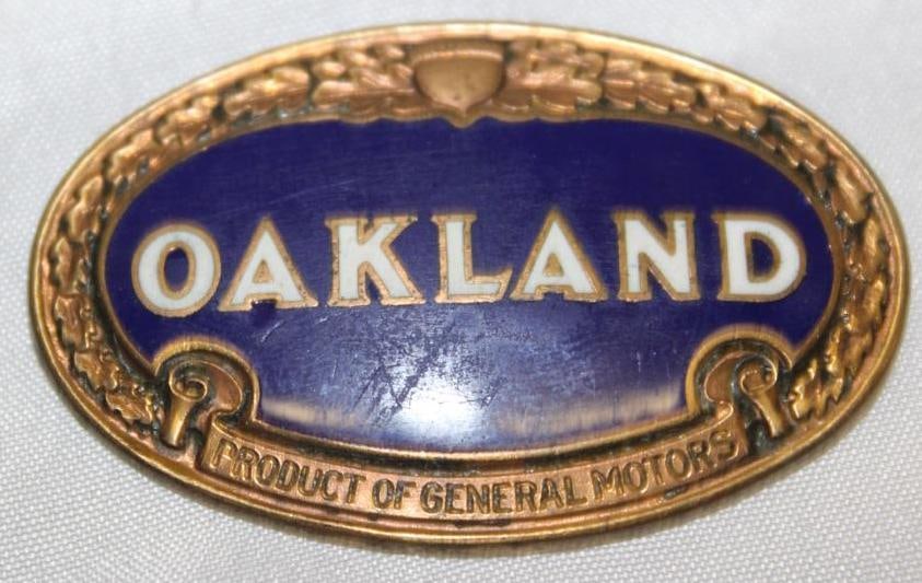 1924-1925 Pontiac Oakland Radiator Emblem Badge: Cloisonne; 2" x 1.5"