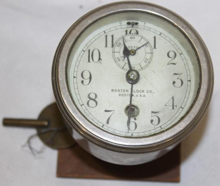 Early Boston Clock Company Nickel Automobile Dash Clock (1 of 3)