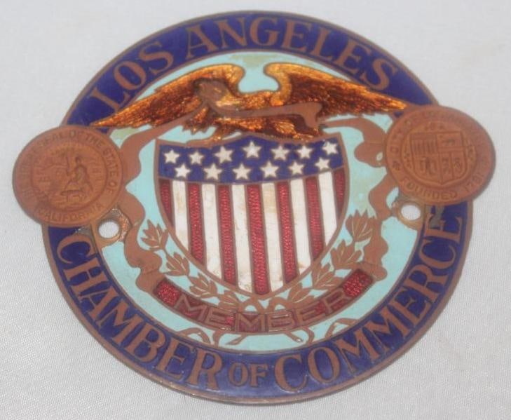 Los Angeles Chamber of Commerce Automobile Radiator Emblem Badge (1 of 2)
