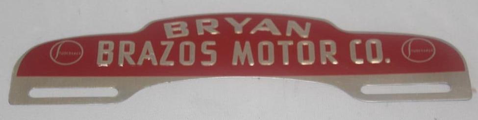Studebaker Advertising License Plate Topper: Brian Brazos Motor Co; 10" x 2.75"