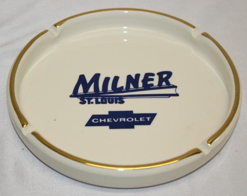 Milner Chevrolet of St. Louis Advertising Ceramic Ashtray: 7" Diameter
