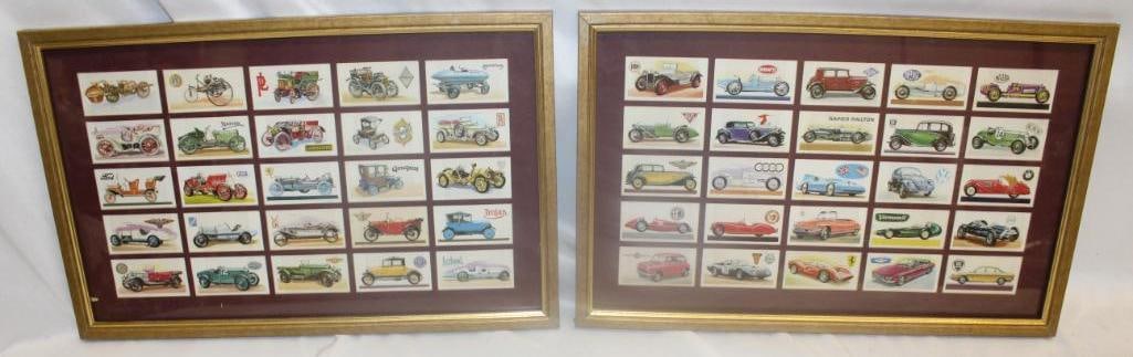 Group of 50 Vintage Automobile Cards Mounted and Framed (1 of 4)