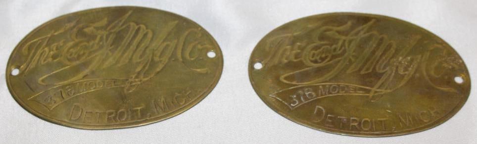 Group of 2 Brass E & J Mfg Model 376 Headlight Emblems (1 of 4)