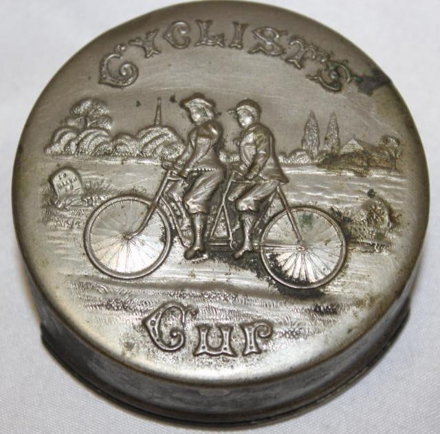 Early Motoring Cyclist Figural Drinking Cup (1 of 2)