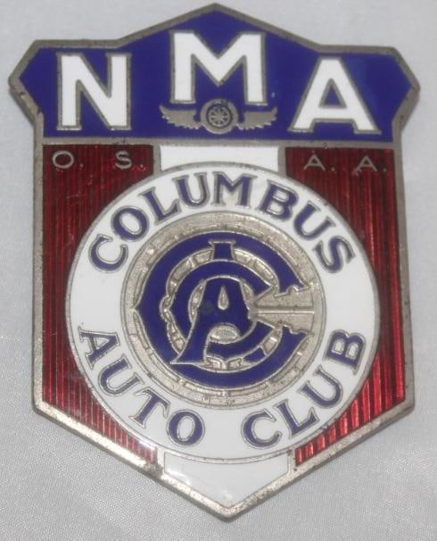 Columbus Auto Club NMA National Motorist Association Radiator Emblem Badge: cloisonne, 4.25" x 3.25"