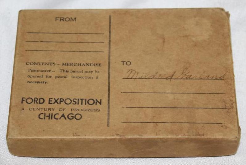 1933 Ford Exposition Century of Progress Chicago Material Sample Display: 5.5" x 3.75" x 0.75"