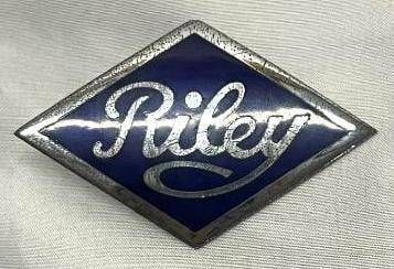 1940's-1950's Riley Radiator Emblem Badge: Cloisonne; 2" x 3"